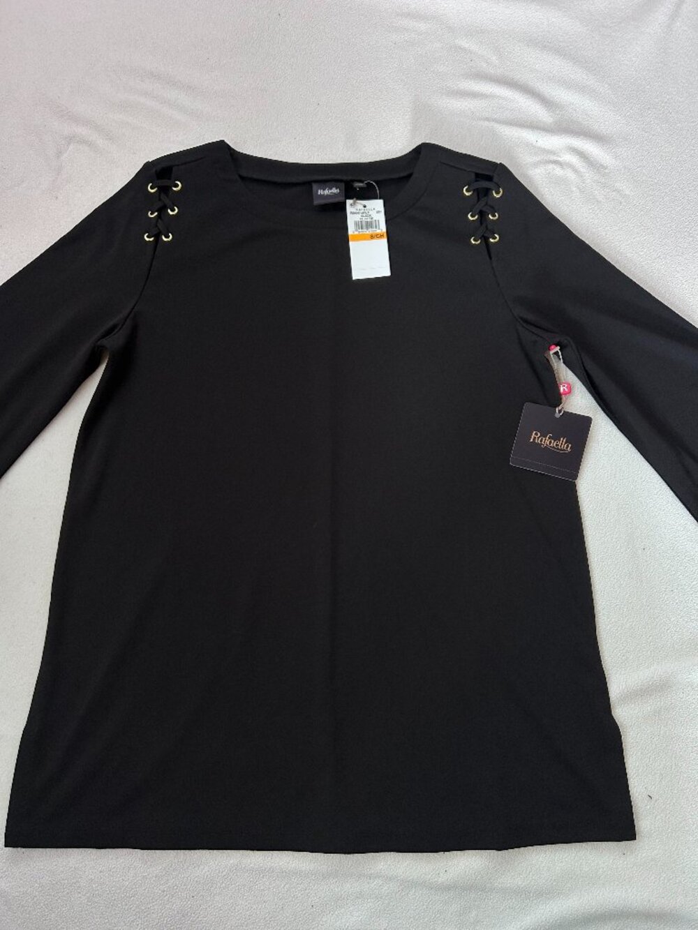 Rafaella Women's Long Sleeve Lace-Up Shoulder Blouse | Size Small | New With Tag